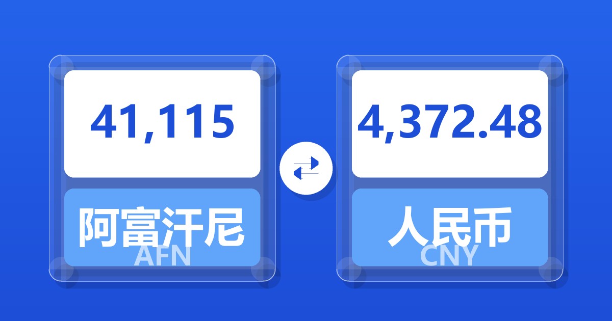 41,115阿富汗尼兑人民币
