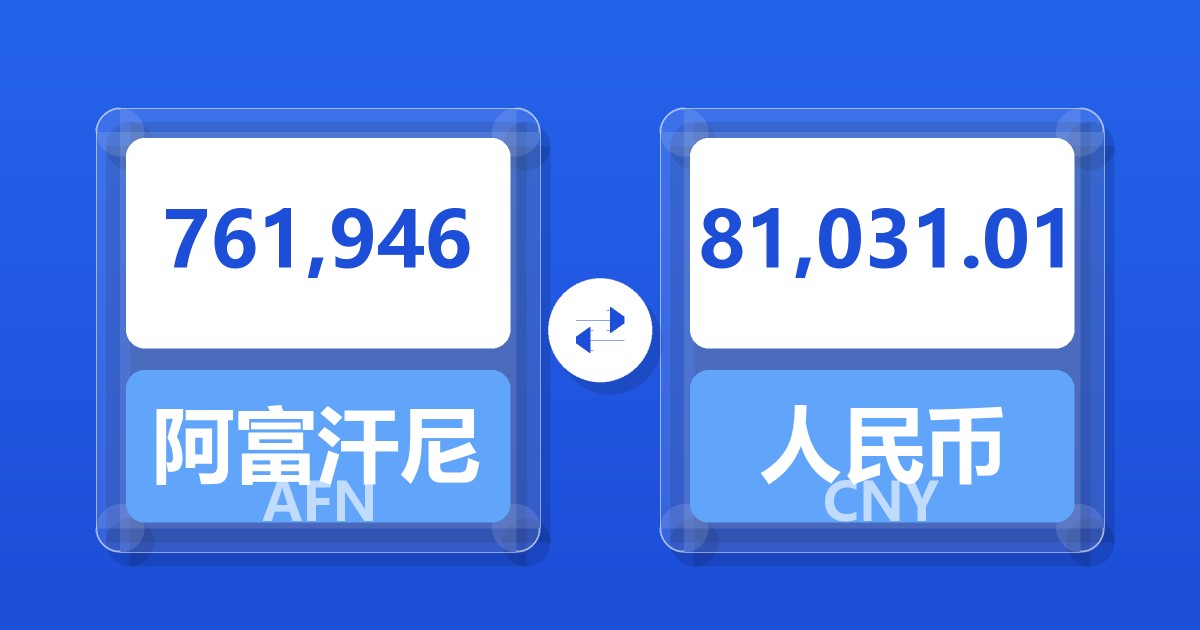 761,946阿富汗尼兑人民币