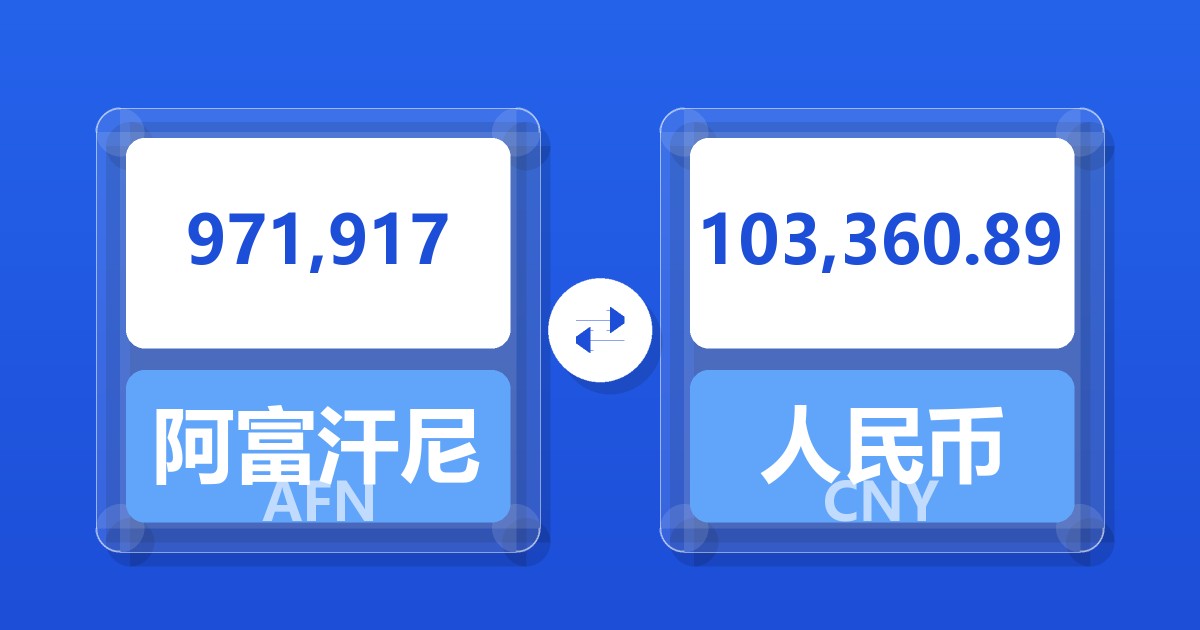 971,917阿富汗尼兑人民币