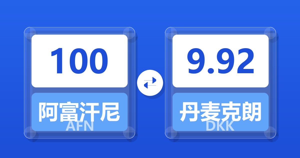 100阿富汗尼兑丹麦克朗