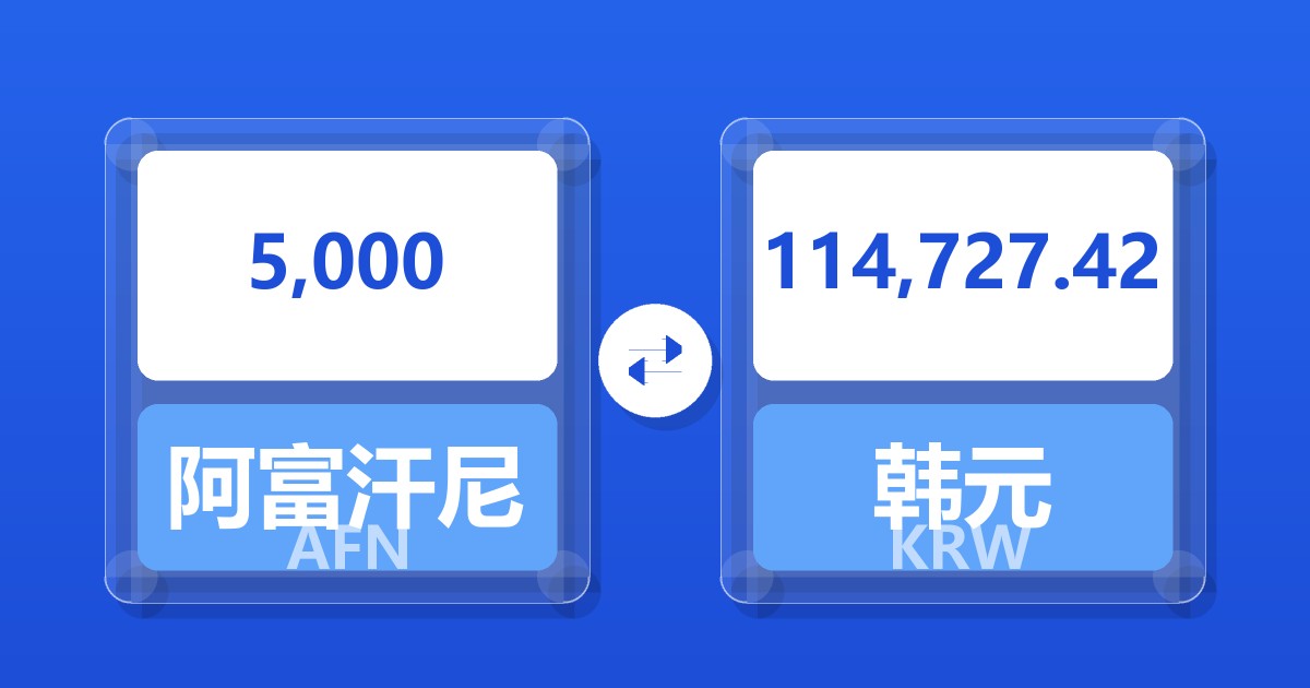 5,000阿富汗尼兑韩元