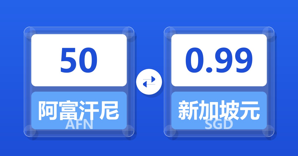 50阿富汗尼兑新加坡元