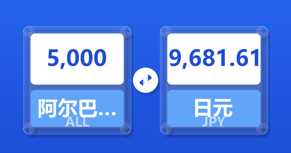 5,000阿尔巴尼亚列克兑日元