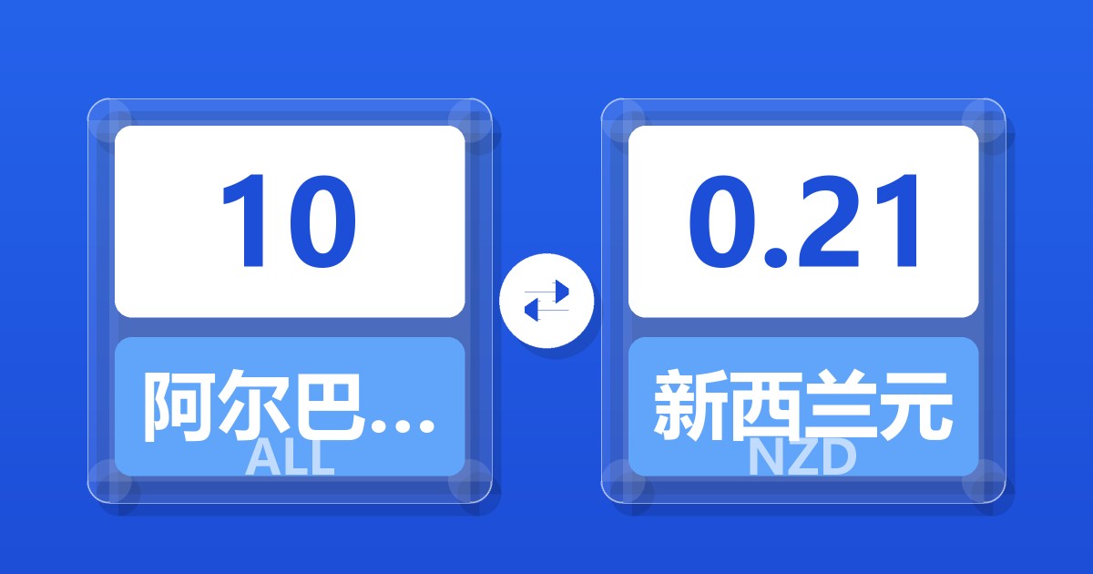 10阿尔巴尼亚列克兑新西兰元