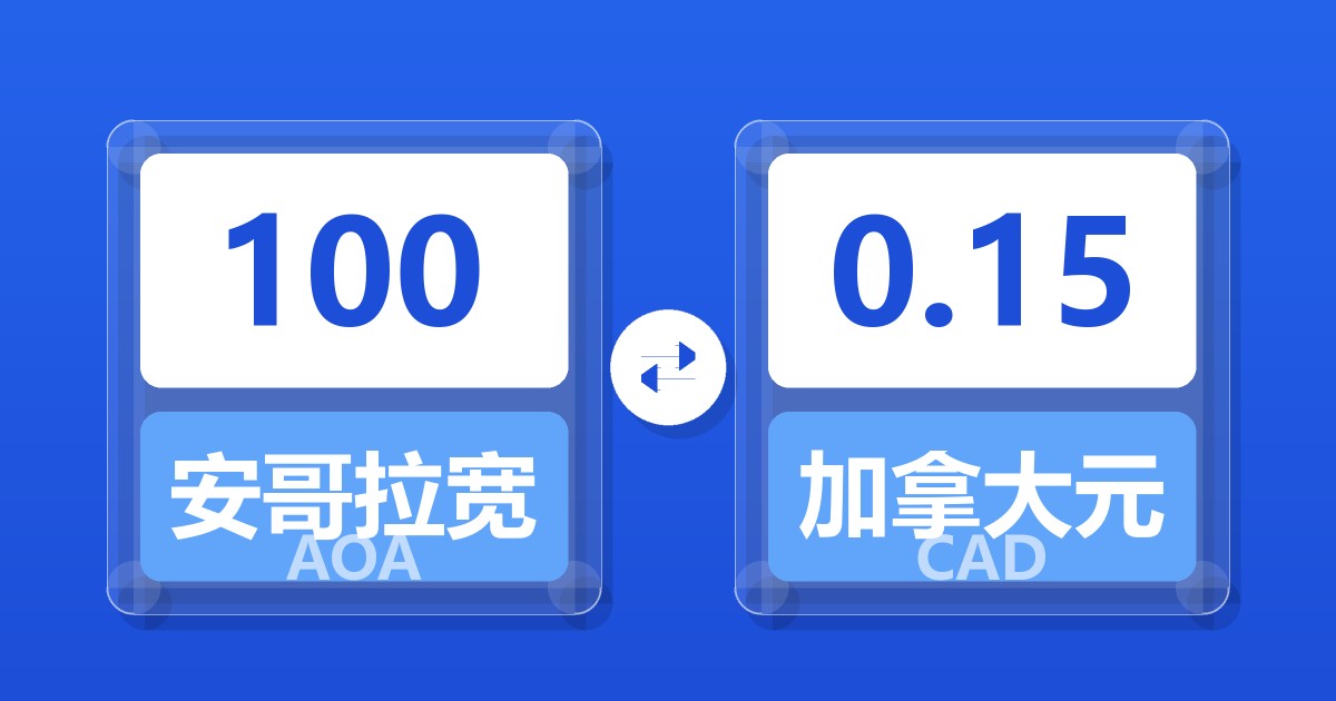 100安哥拉宽扎兑加拿大元