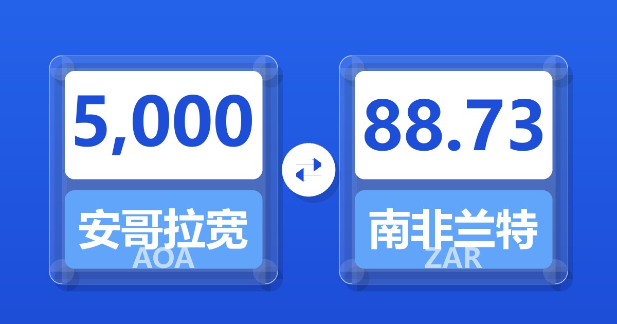 5,000安哥拉宽扎兑南非兰特