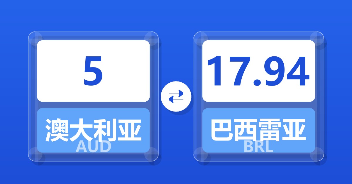 5澳大利亚元兑巴西雷亚尔