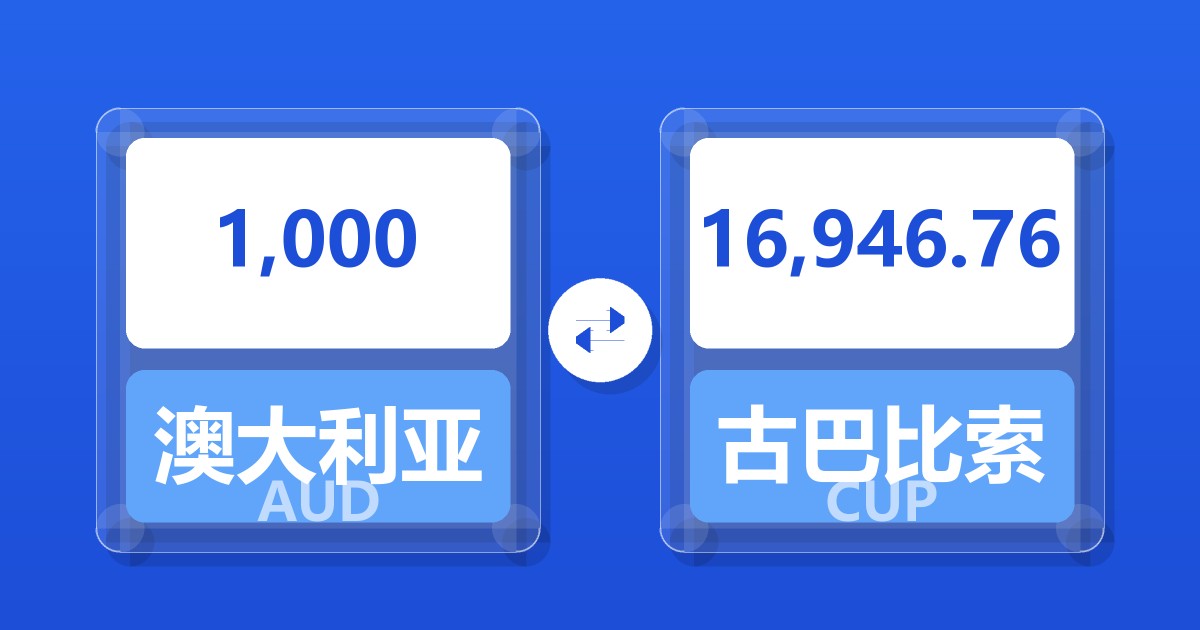1,000澳大利亚元兑古巴比索