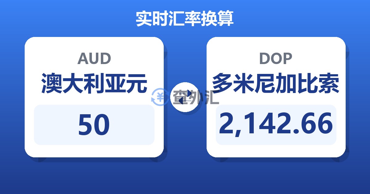 50澳大利亚元兑多米尼加比索