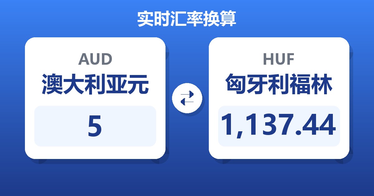 5澳大利亚元兑匈牙利福林
