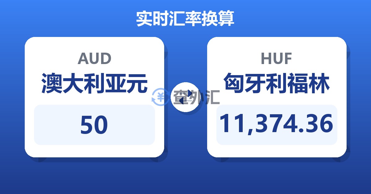 50澳大利亚元兑匈牙利福林