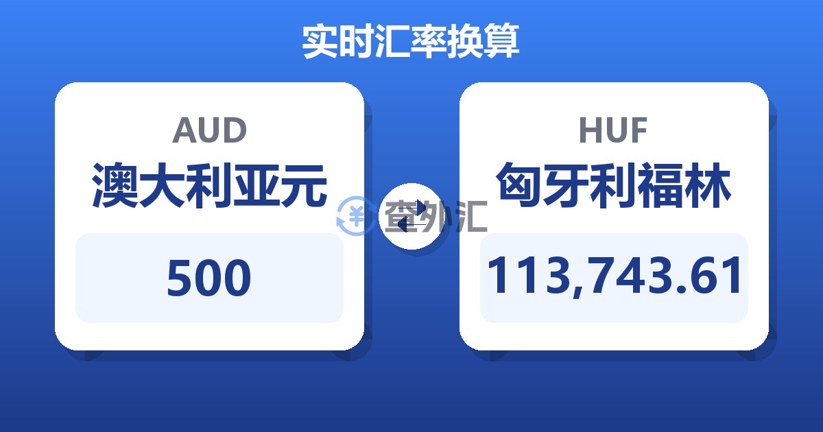 500澳大利亚元兑匈牙利福林