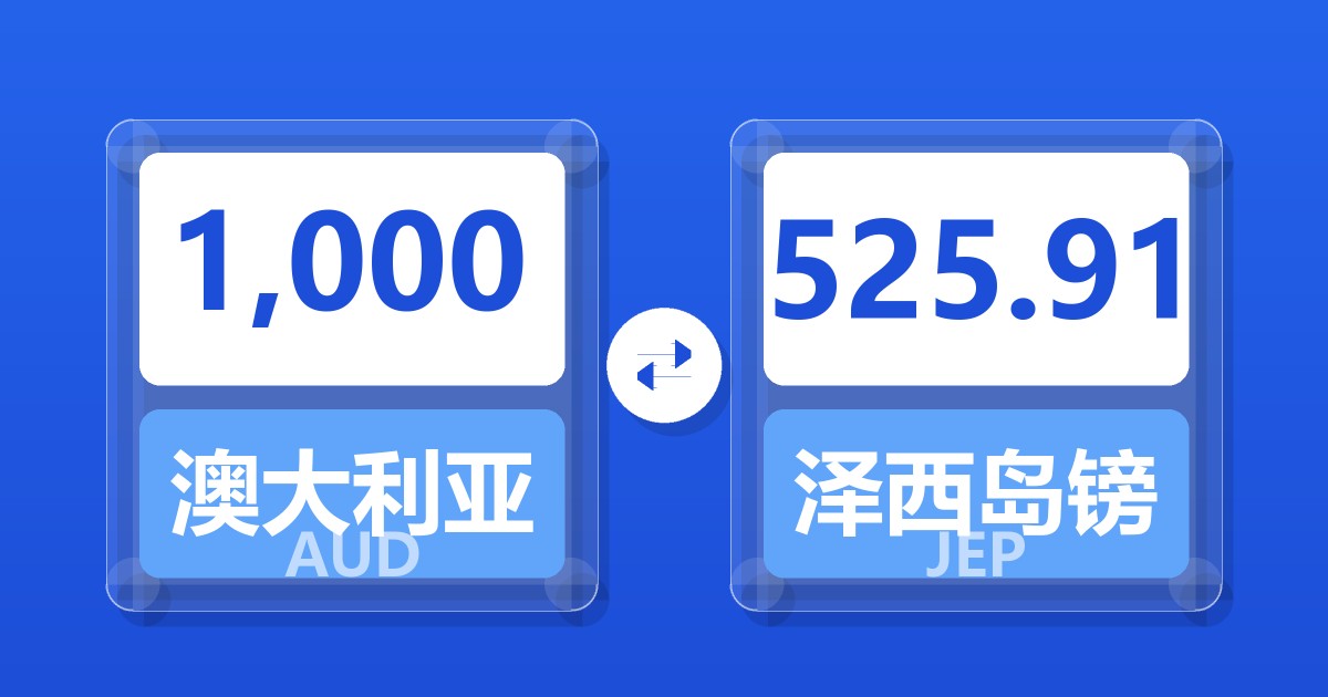 1,000澳大利亚元兑泽西岛镑