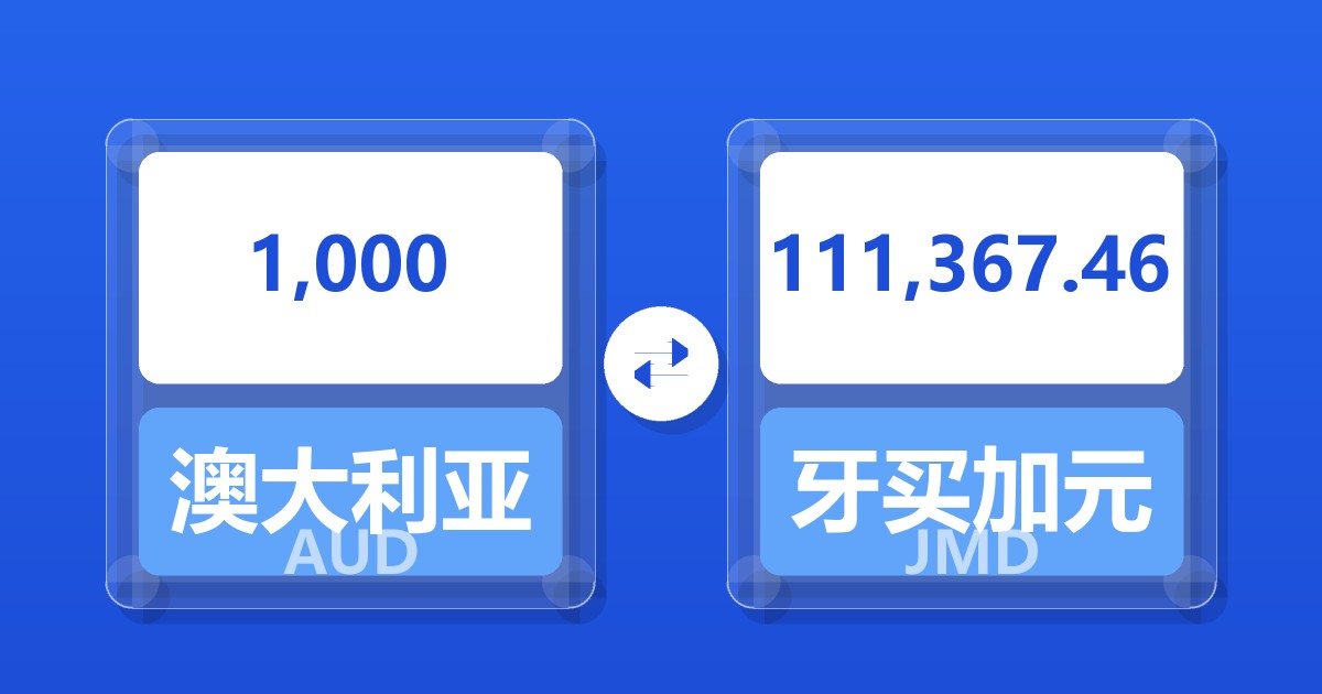 1,000澳大利亚元兑牙买加元
