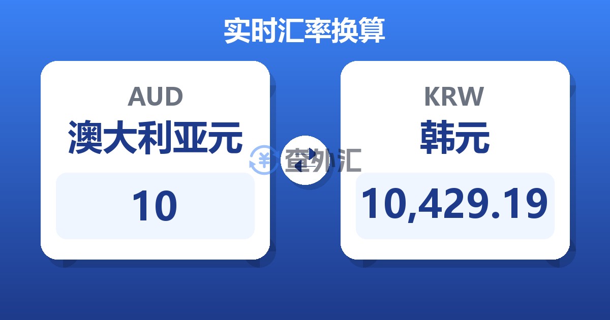 10澳大利亚元兑韩元