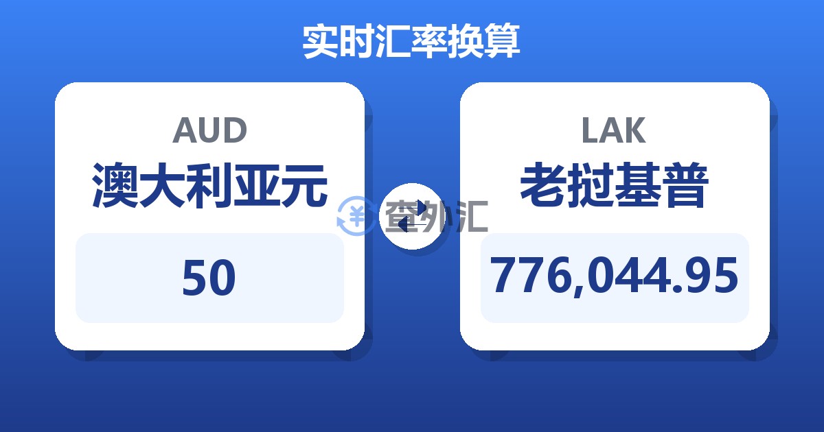 50澳大利亚元兑老挝基普