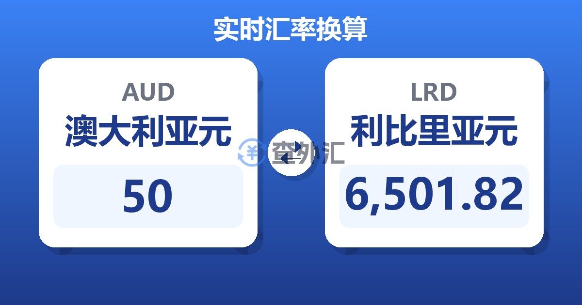 50澳大利亚元兑利比里亚元
