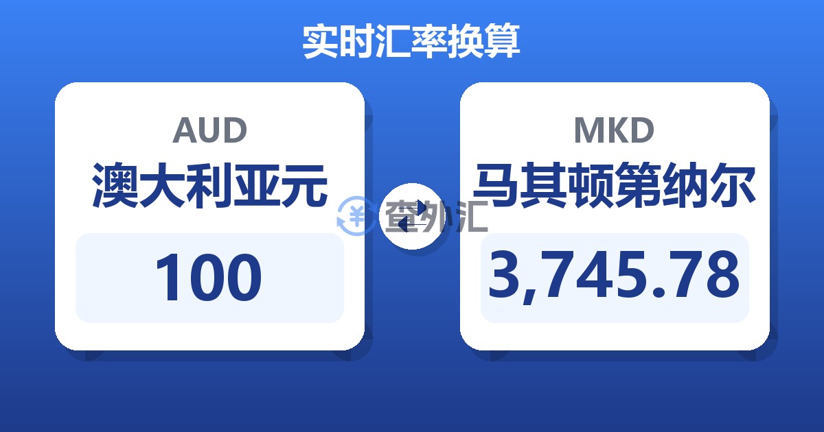 100澳大利亚元兑马其顿第纳尔