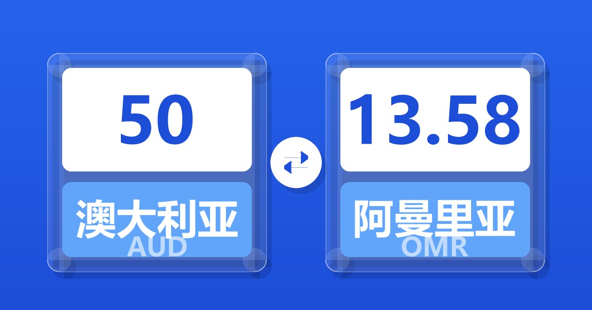 50澳大利亚元兑阿曼里亚尔