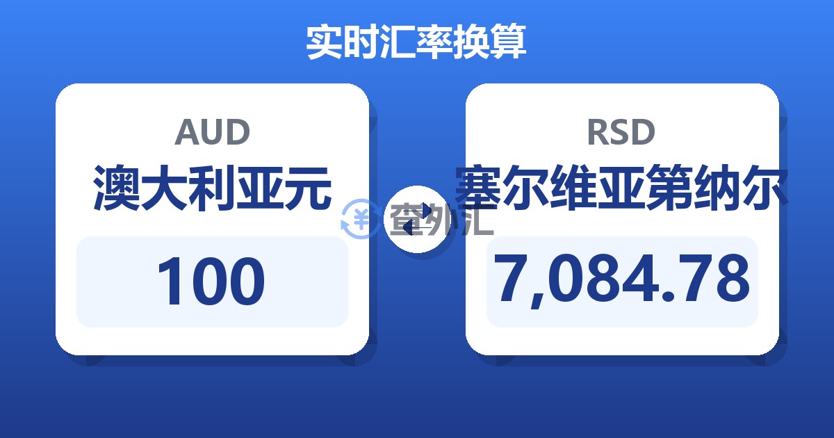 100澳大利亚元兑塞尔维亚第纳尔