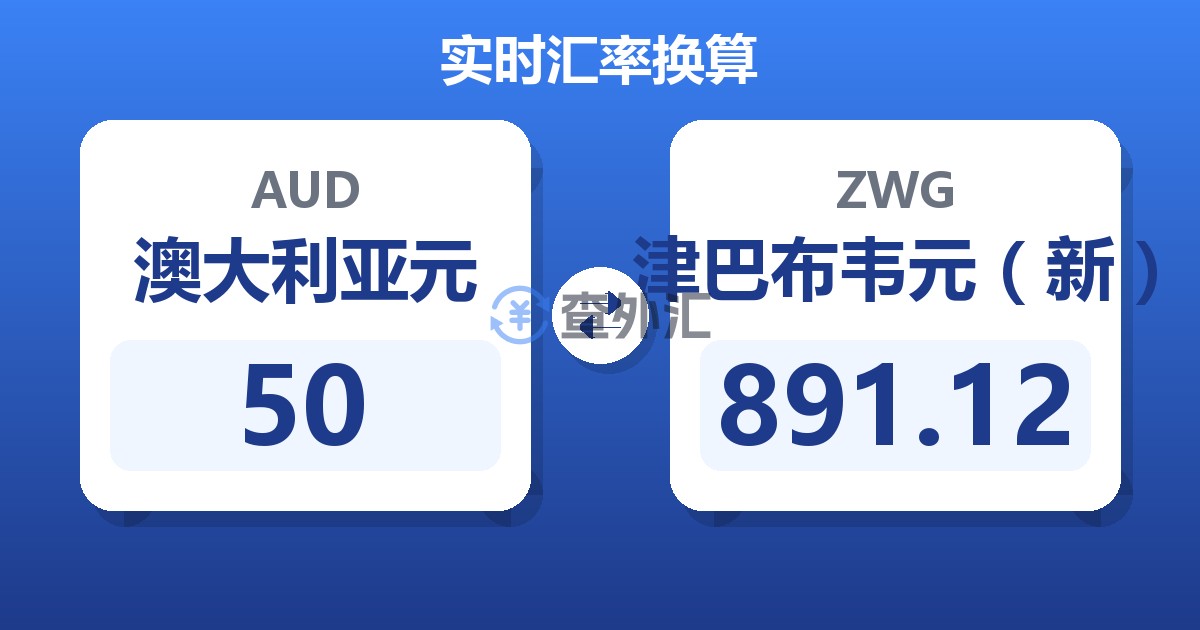 50澳大利亚元兑津巴布韦元（新）