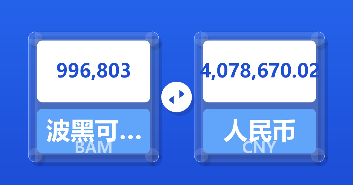 996,803波黑可兑换马克兑人民币
