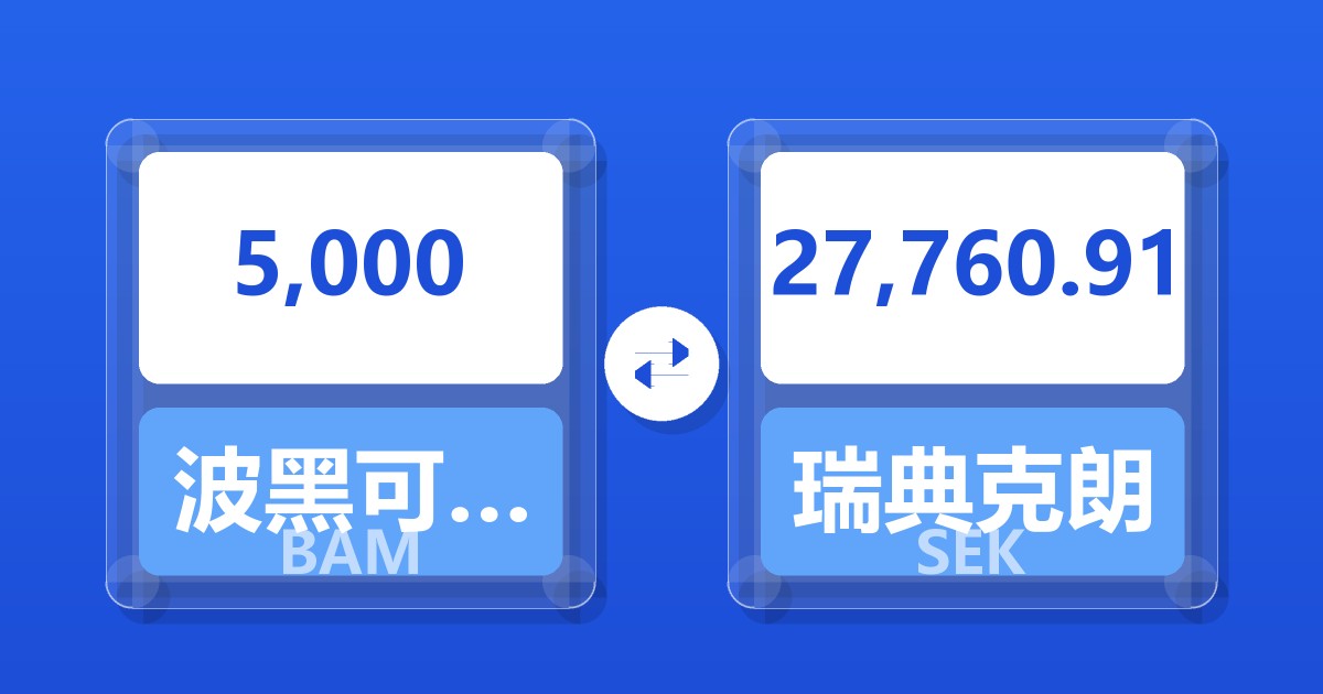 5,000波黑可兑换马克兑瑞典克朗