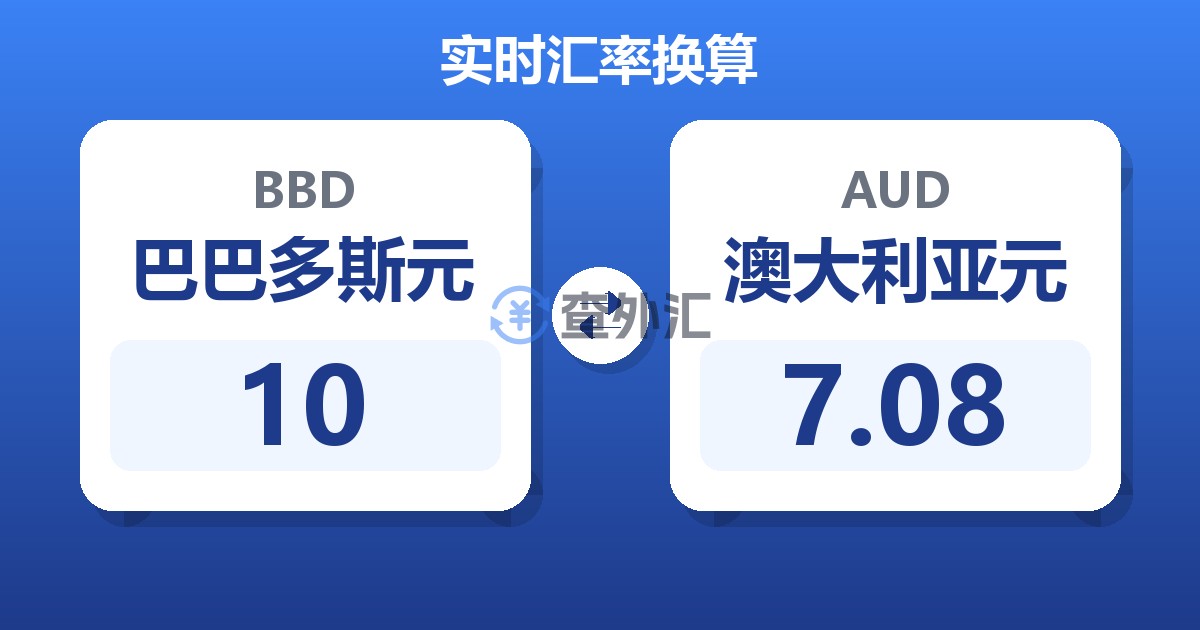 10巴巴多斯元兑澳大利亚元