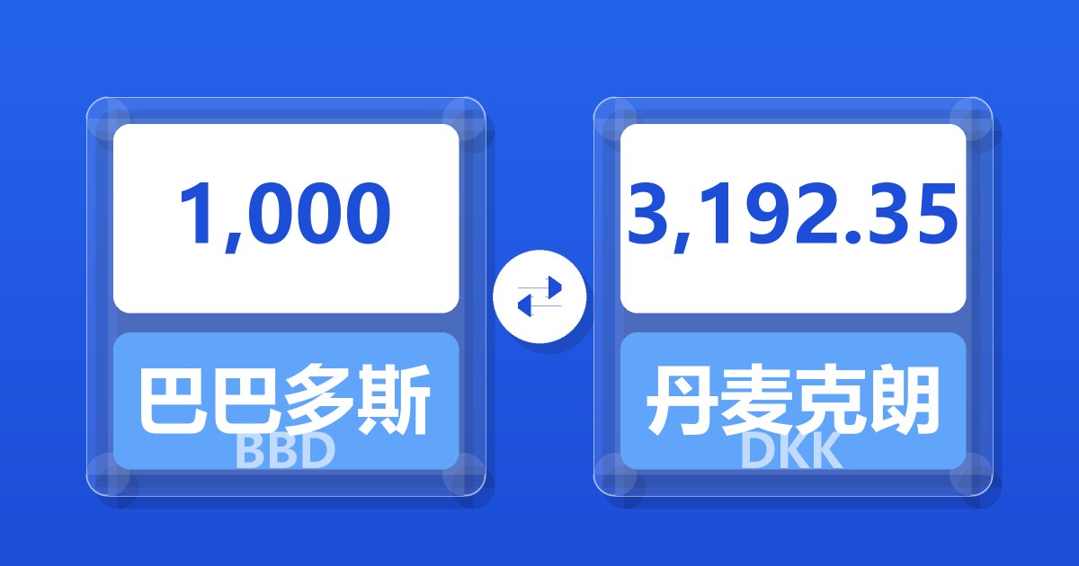 1,000巴巴多斯元兑丹麦克朗