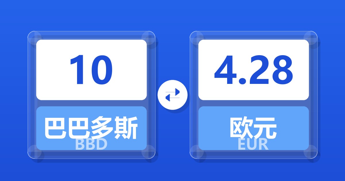 10巴巴多斯元兑欧元
