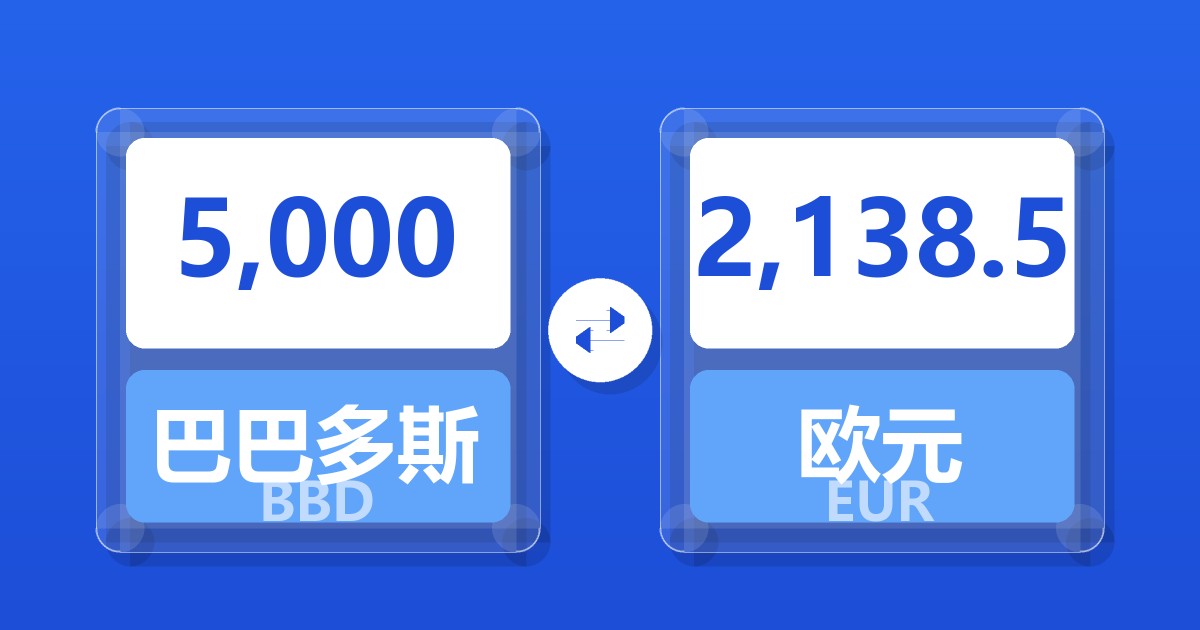 5,000巴巴多斯元兑欧元