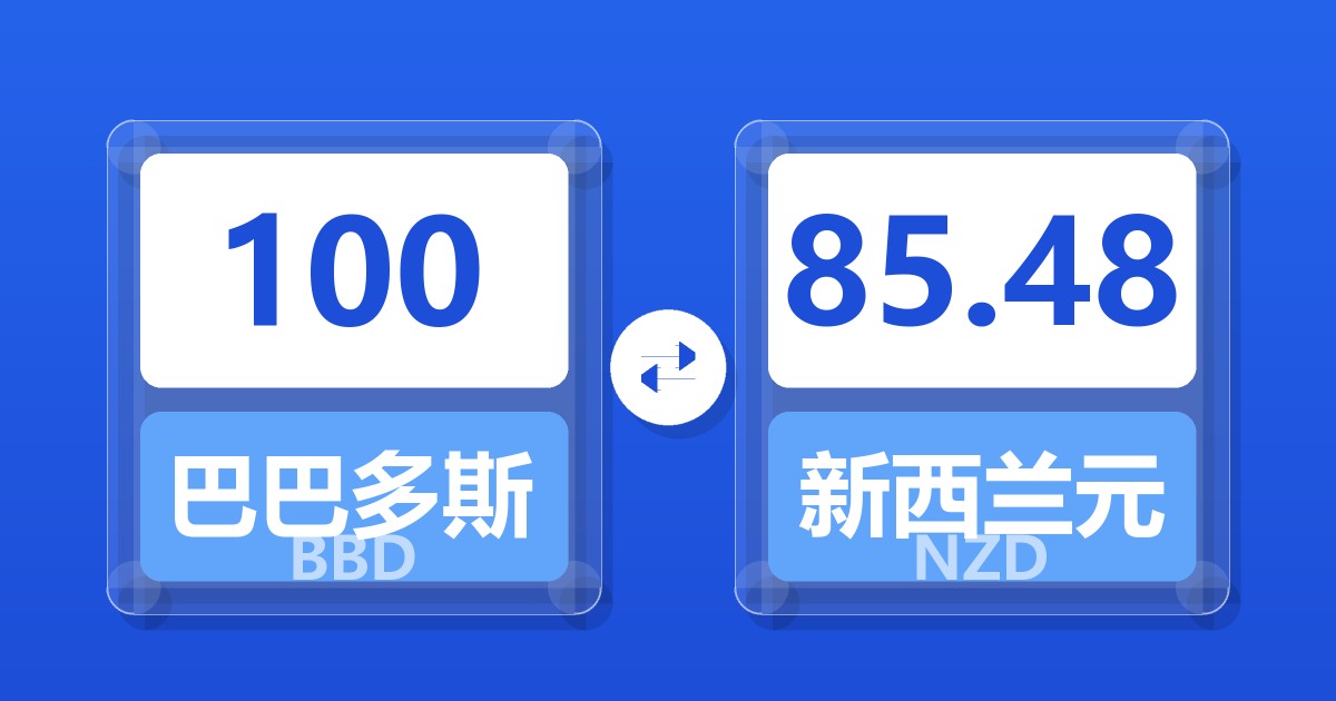 100巴巴多斯元兑新西兰元