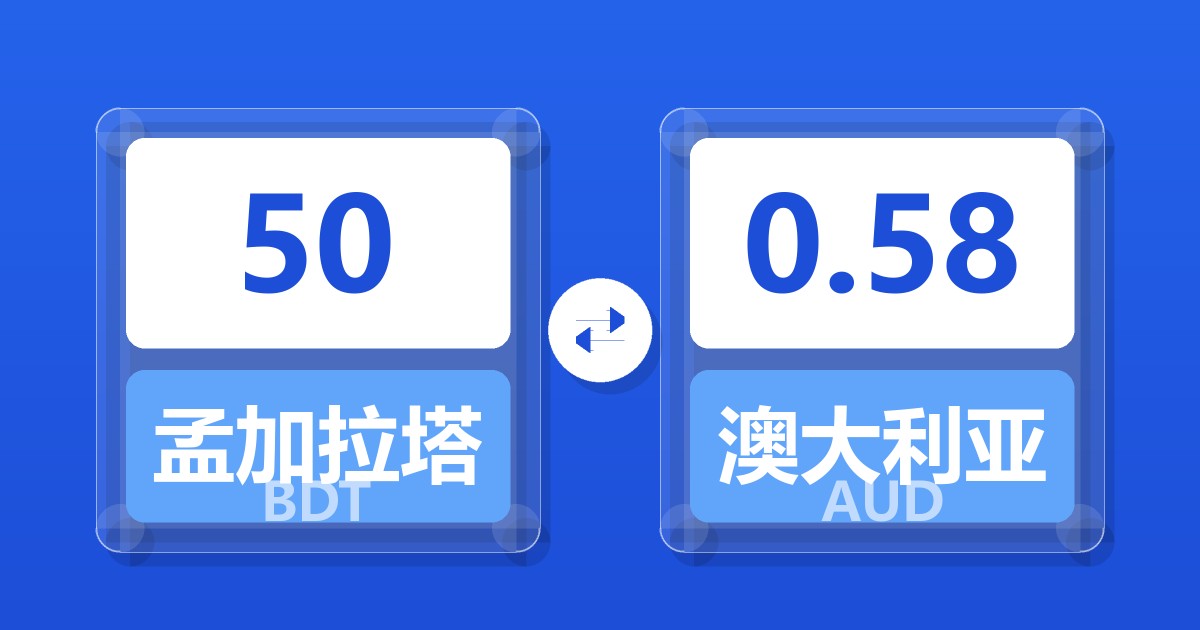 50孟加拉塔卡兑澳大利亚元