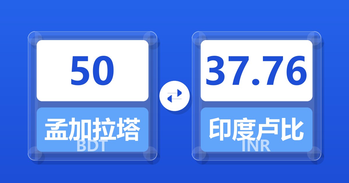 50孟加拉塔卡兑印度卢比