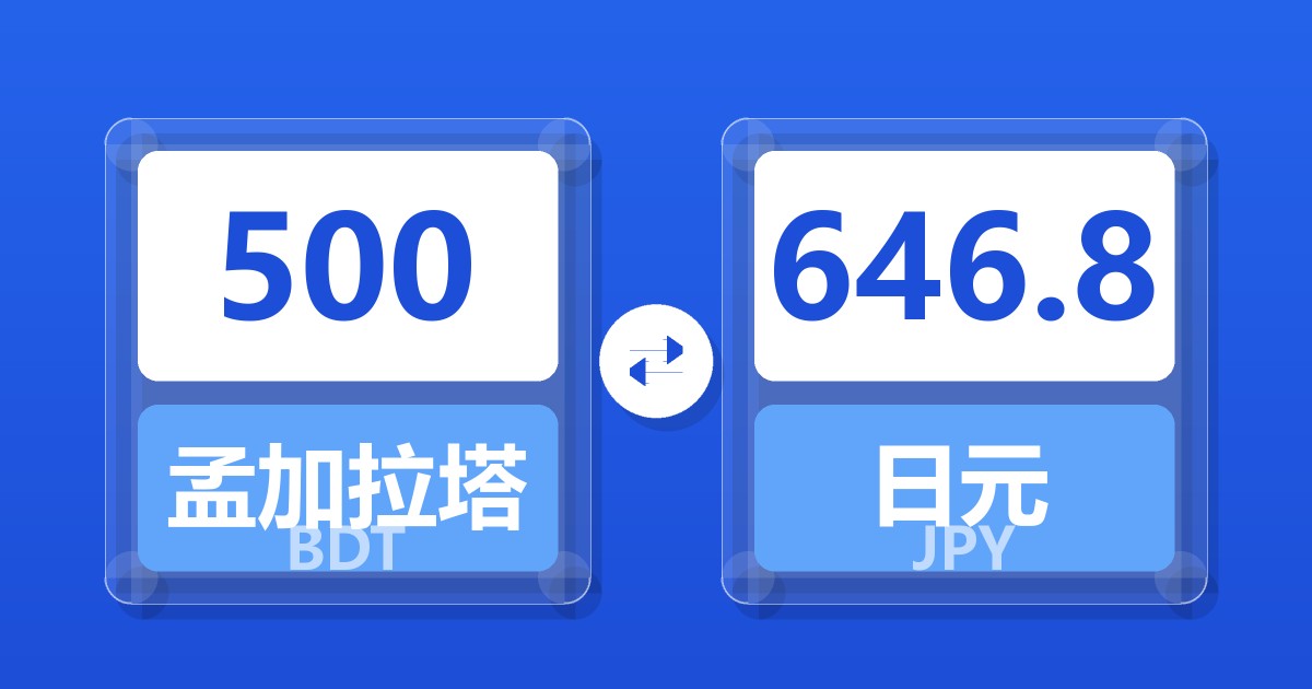 500孟加拉塔卡兑日元