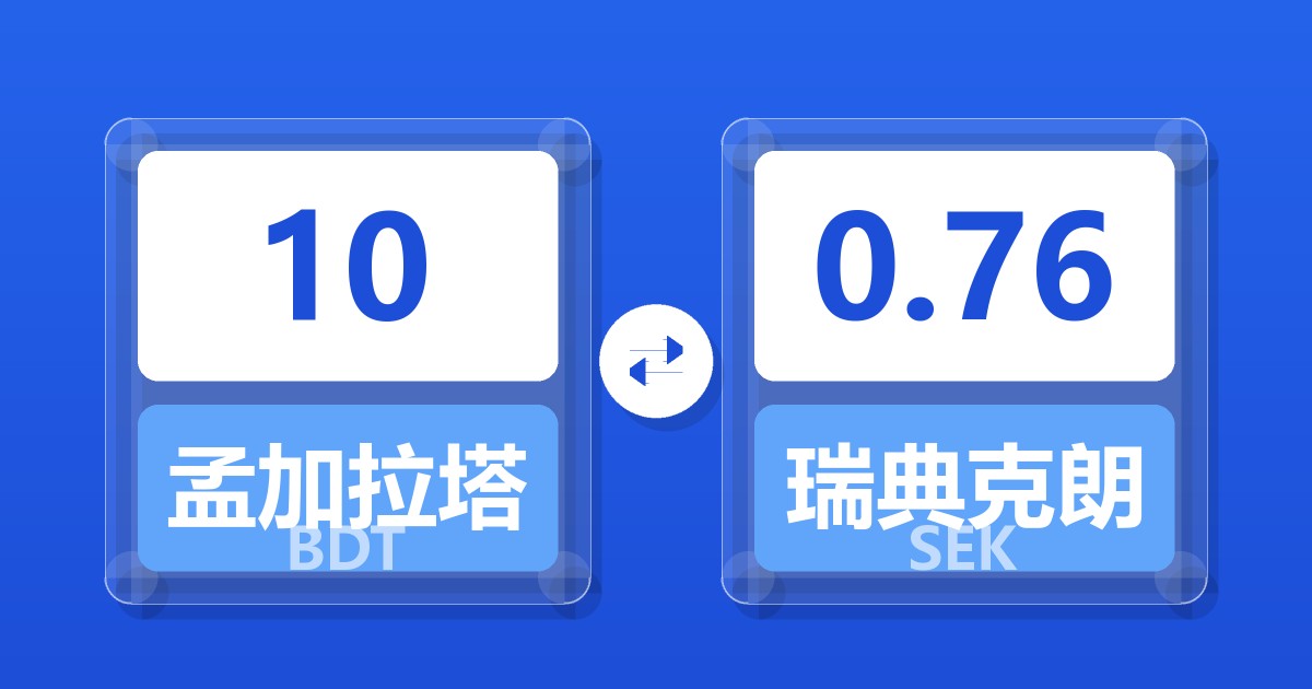 10孟加拉塔卡兑瑞典克朗