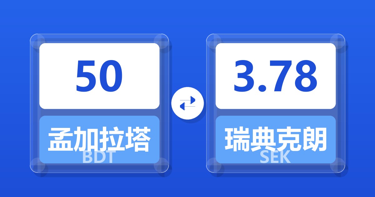 50孟加拉塔卡兑瑞典克朗