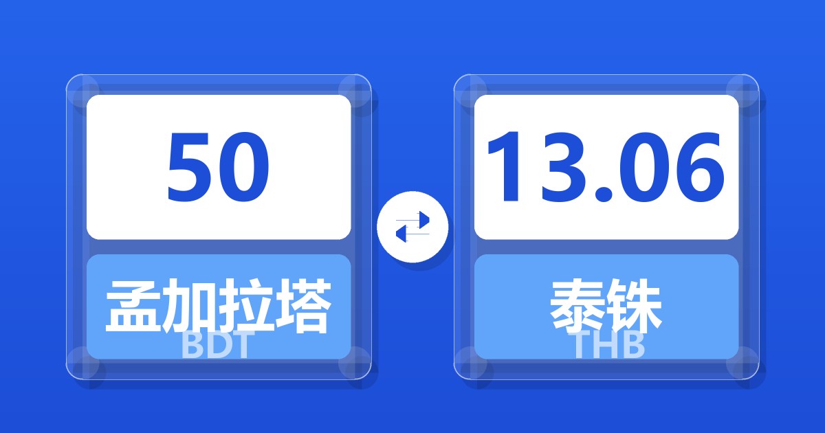 50孟加拉塔卡兑泰铢