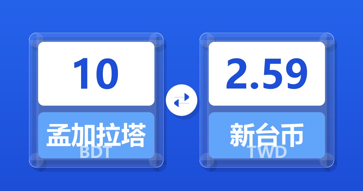 10孟加拉塔卡兑新台币