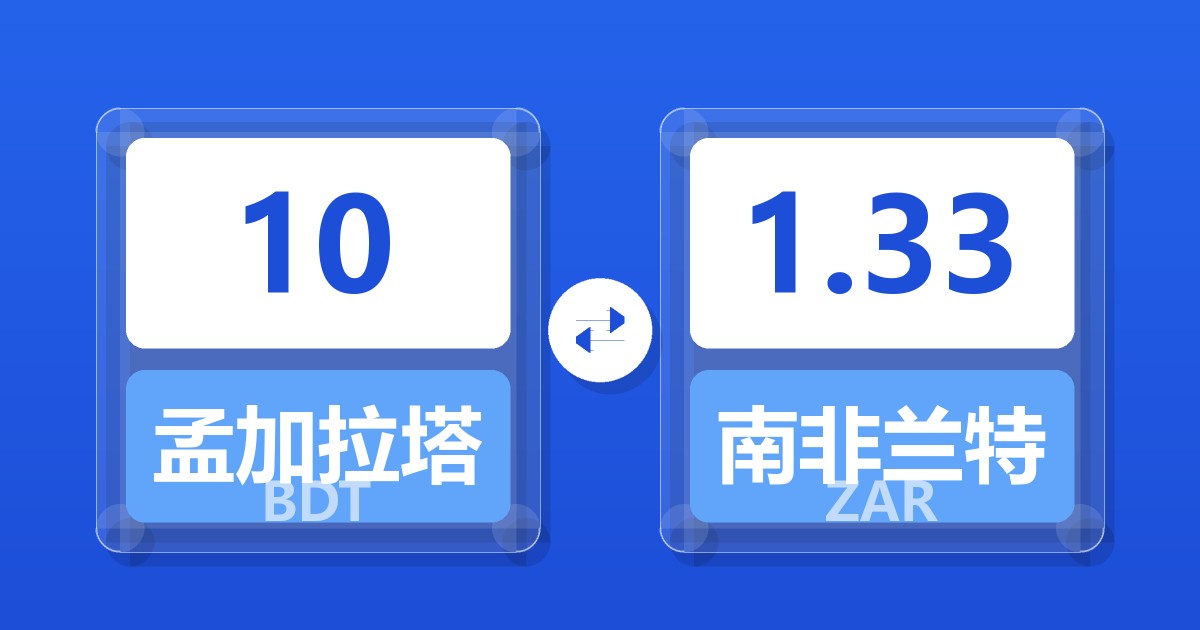 10孟加拉塔卡兑南非兰特