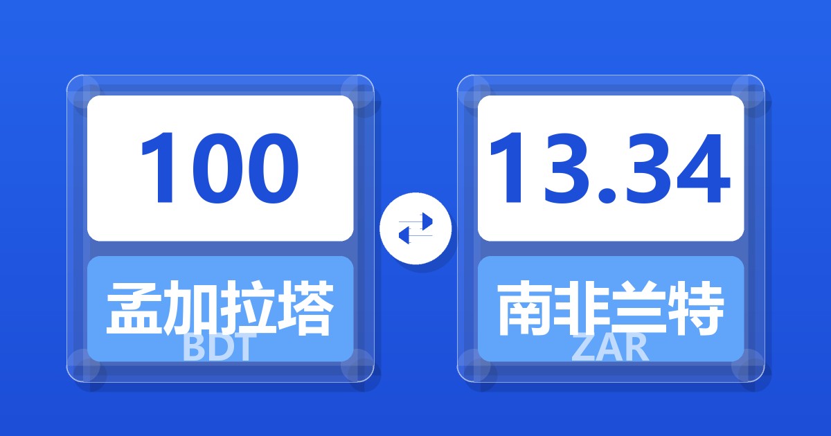 100孟加拉塔卡兑南非兰特