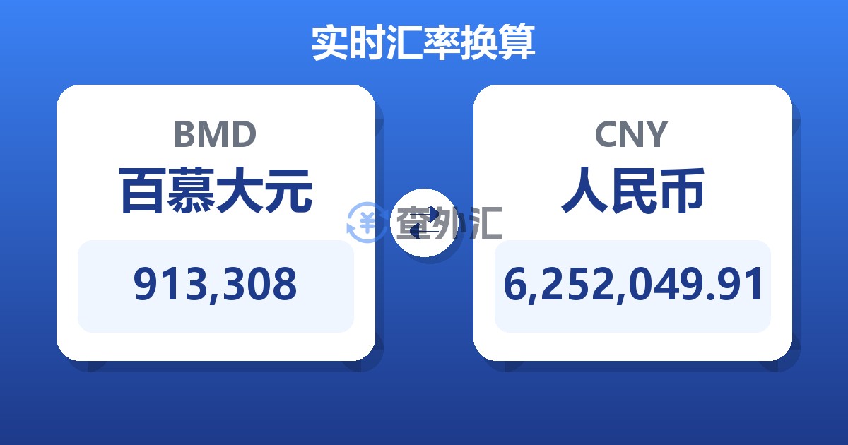 913,308百慕大元兑人民币