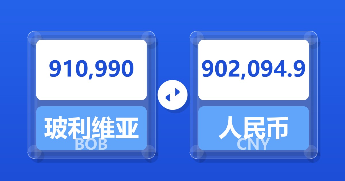 910,990玻利维亚诺兑人民币