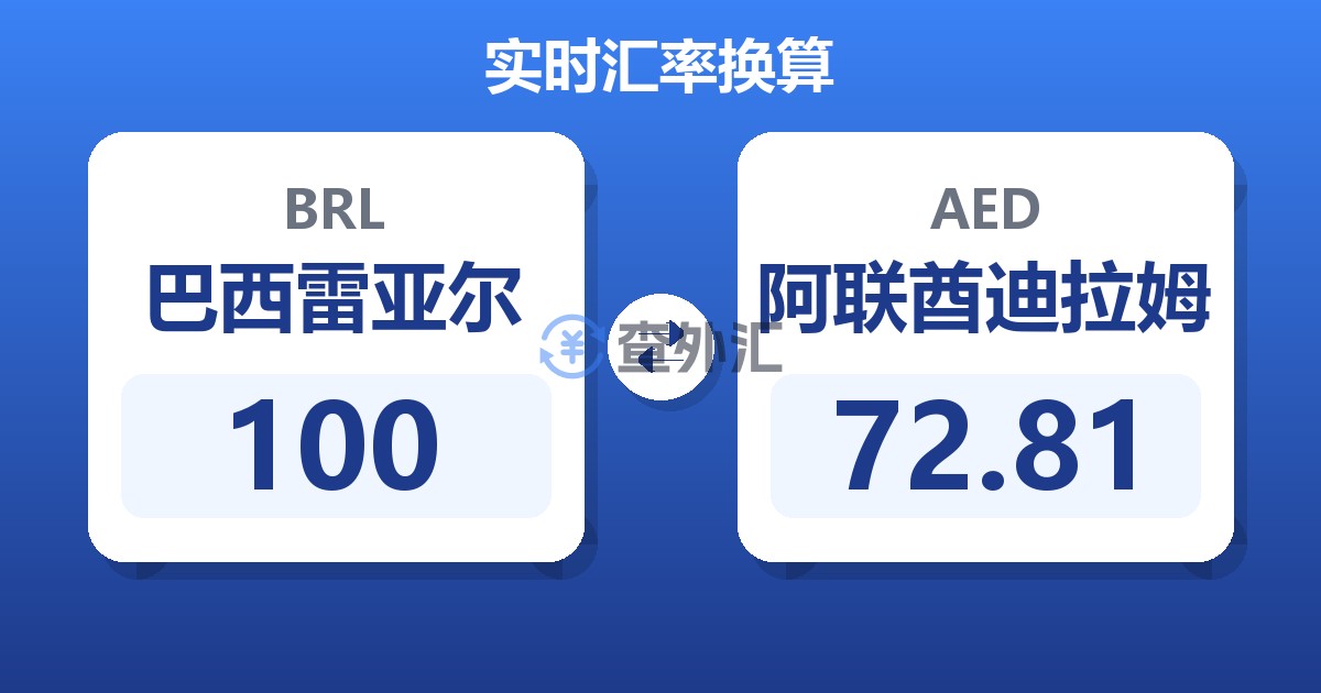100巴西雷亚尔兑阿联酋迪拉姆