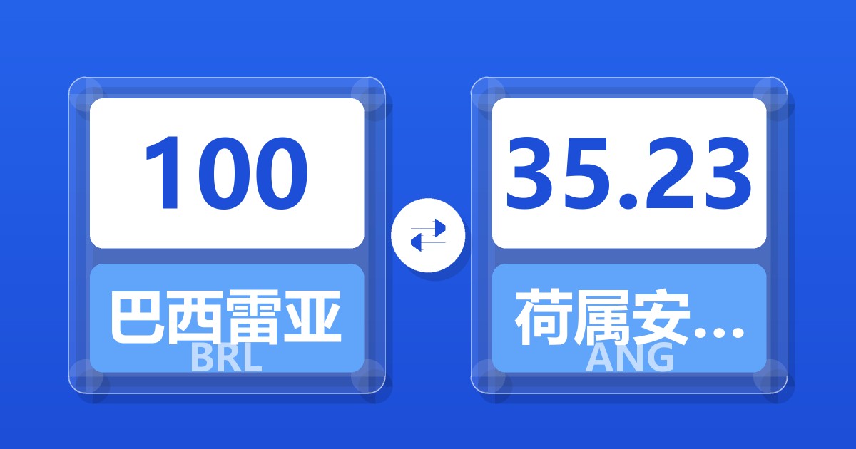100巴西雷亚尔兑荷属安的列斯盾