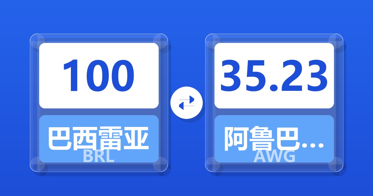 100巴西雷亚尔兑阿鲁巴弗罗林