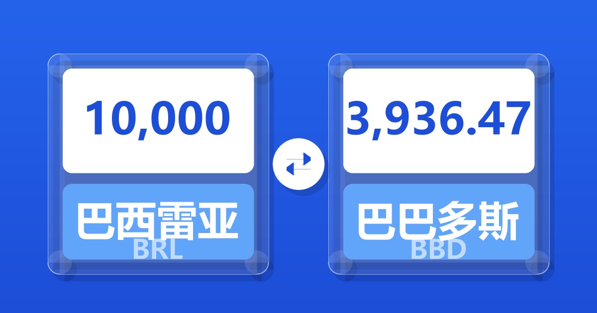 10,000巴西雷亚尔兑巴巴多斯元