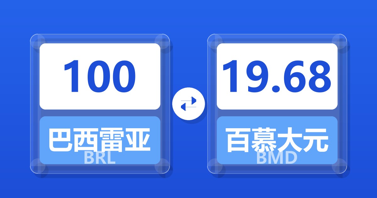 100巴西雷亚尔兑百慕大元