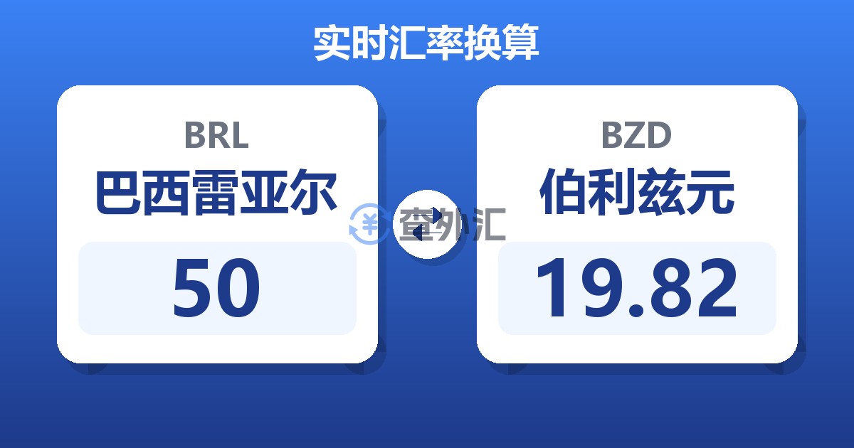 50巴西雷亚尔兑伯利兹元