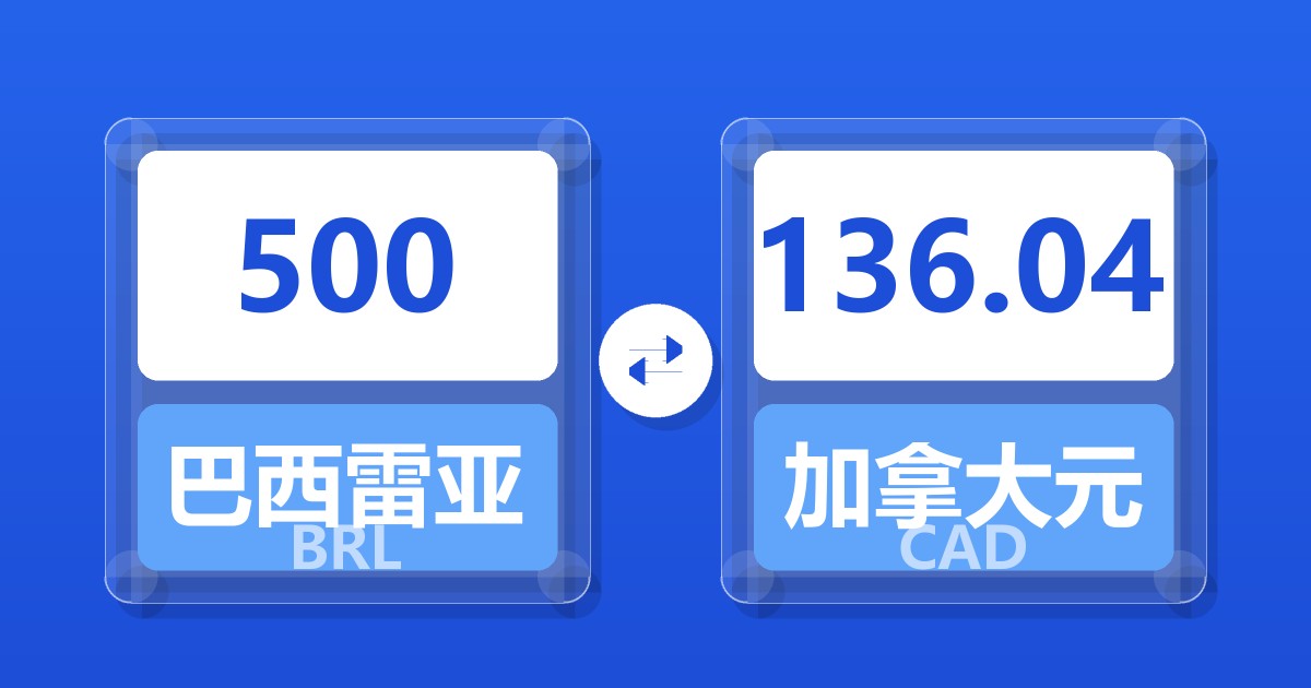 500巴西雷亚尔兑加拿大元